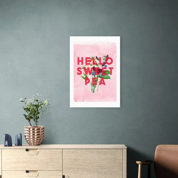 Hello Sweet Pea Art Print - Pink image