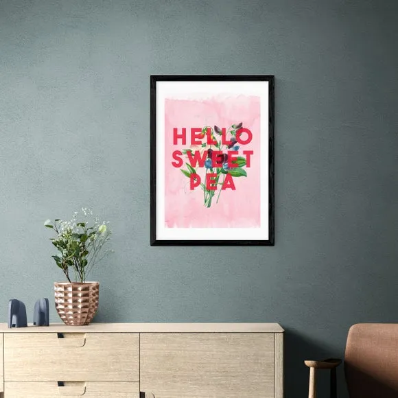 Hello Sweet Pea Art Print - Pink