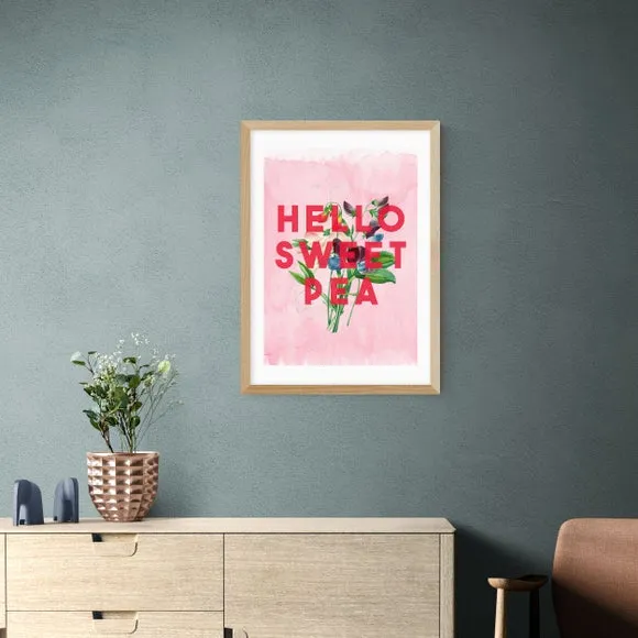 Hello Sweet Pea Art Print - Pink
