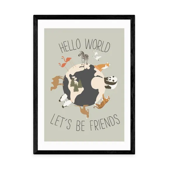 Hello World Art Print - Multicolor