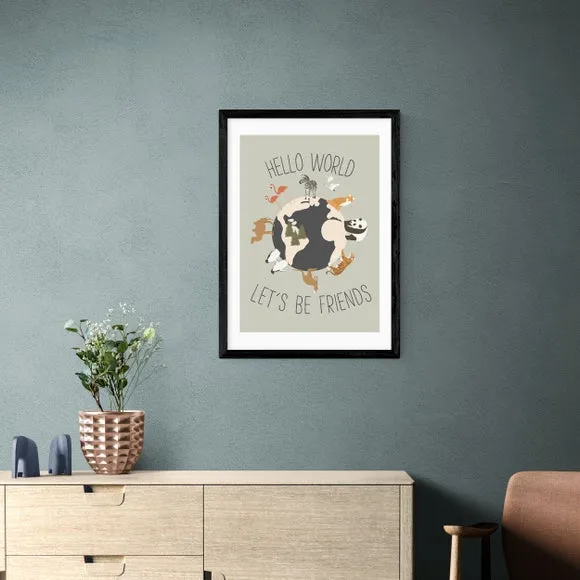 Hello World Art Print - Multicolor