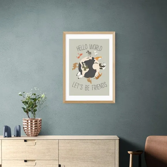 Hello World Art Print - Multicolor