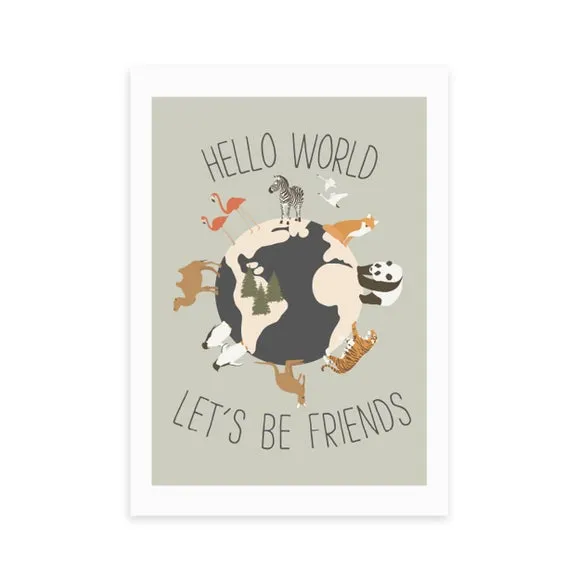 Hello World Art Print - Multicolor