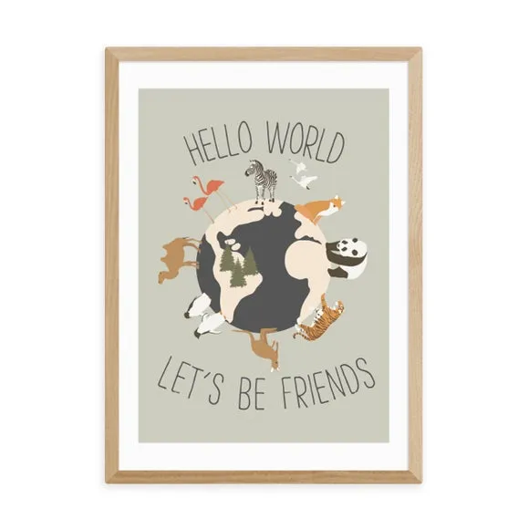 Hello World Art Print - Multicolor