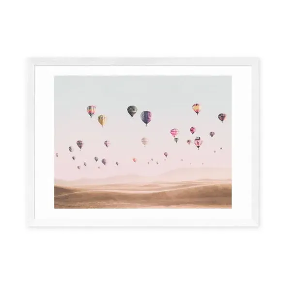 Hot Air Balloon Wall Print - Pink, Paper