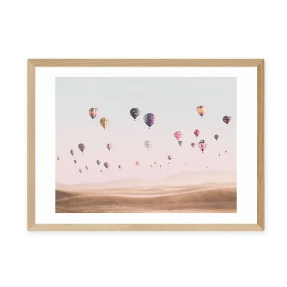 Hot Air Balloon Wall Print - Pink, Paper