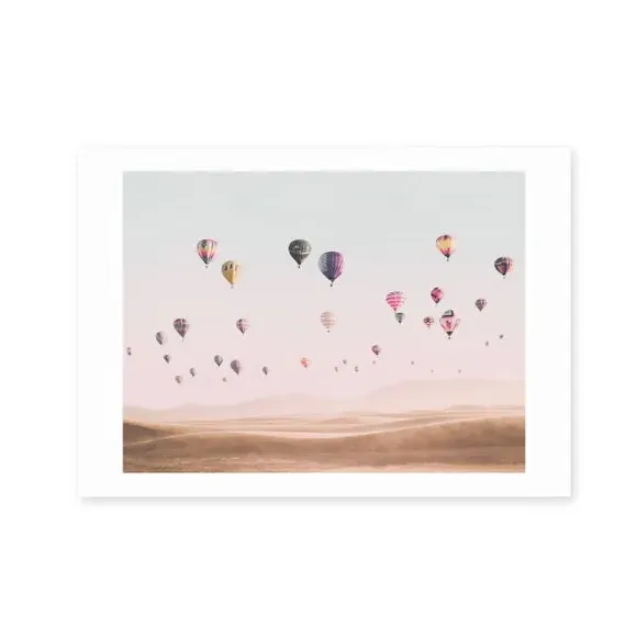 Hot Air Balloon Wall Print - Pink, Paper