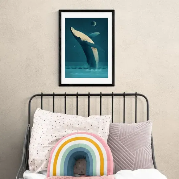 Humpback Whale Wall Print - Blue, Paper