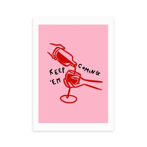 Keep Em Coming Wall Print - Pink, Paper