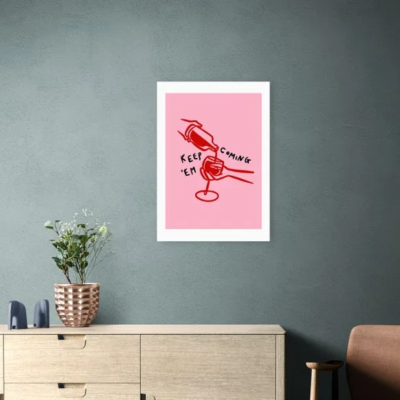 Keep Em Coming Wall Print - Pink, Paper image