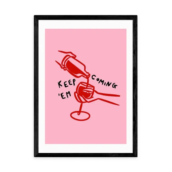 Keep Em Coming Wall Print - Red, Paper