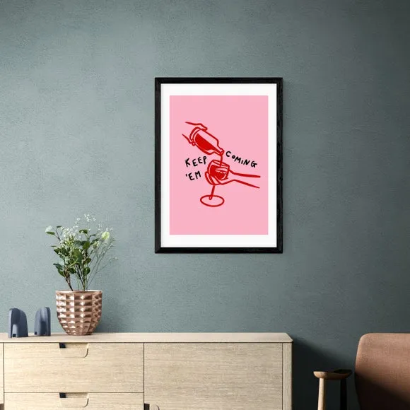 Keep Em Coming Wall Print - Red, Paper