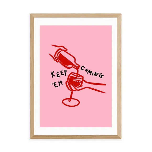Keep Em Coming Wall Print - Red, Paper