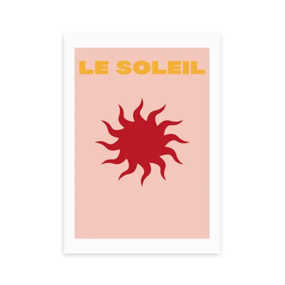 Le Soleil Art Print - Pink, Paper