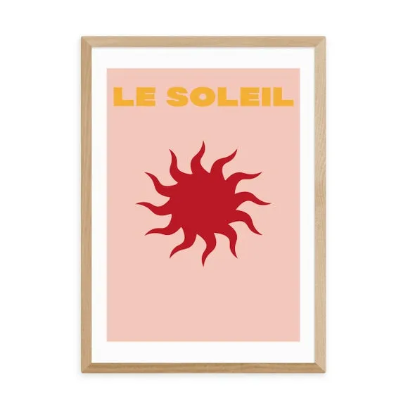 Le Soleil Art Print - Pink, Paper