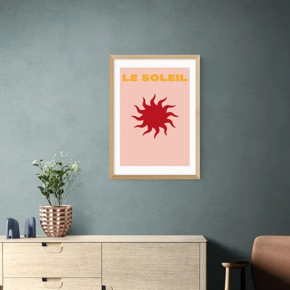 Le Soleil Art Print - Pink, Paper
