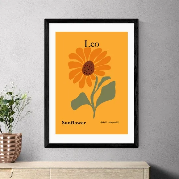 Leo Sunflower Art Print - Orange, Paper