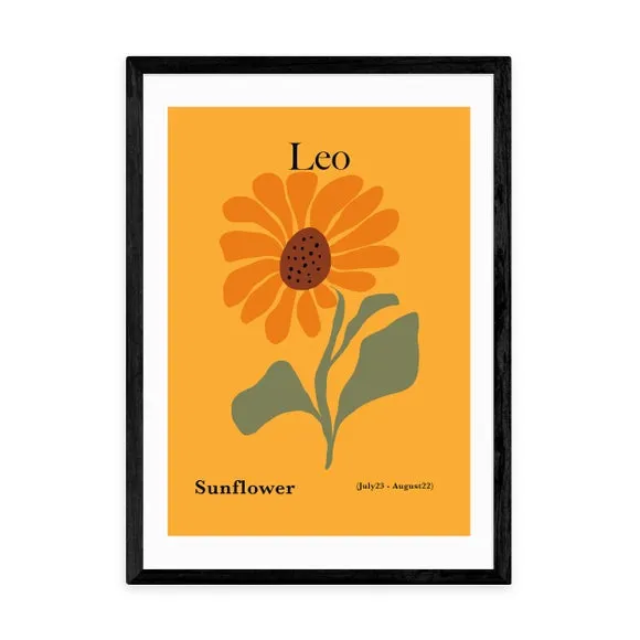 Leo Sunflower Art Print - Orange, Paper