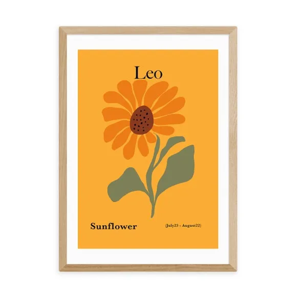 Leo Sunflower Art Print - Orange, Paper