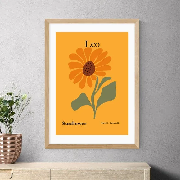 Leo Sunflower Art Print - Orange, Paper