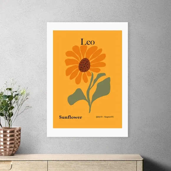 Leo Sunflower Art Print - Orange, Paper