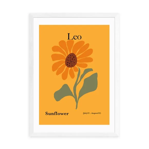 Leo Sunflower Art Print - Orange, Paper