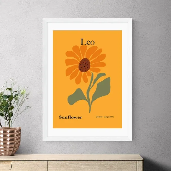 Leo Sunflower Art Print - Orange, Paper