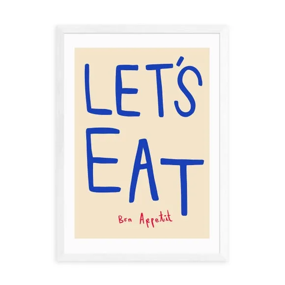 Let's Eat Wall Print - Blue, Paper