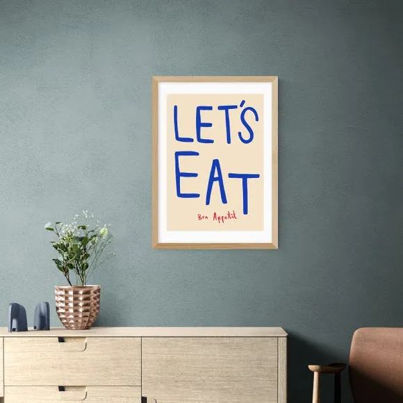 Let's Eat Wall Print - Blue, Paper