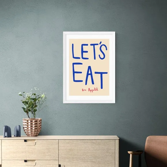 Let's Eat Wall Print - Blue, Paper