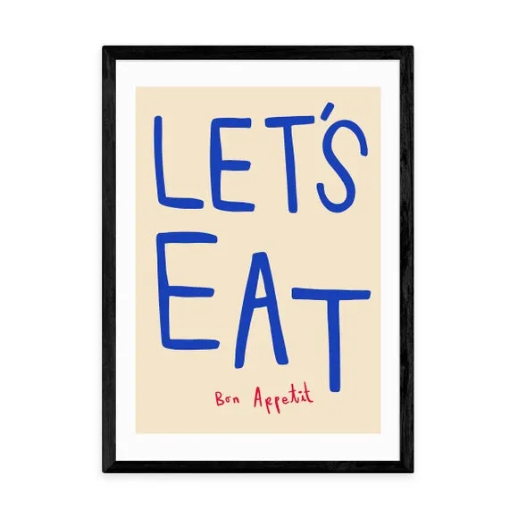 Let's Eat Wall Print - Blue, Paper
