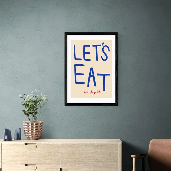 Let's Eat Wall Print - Blue, Paper