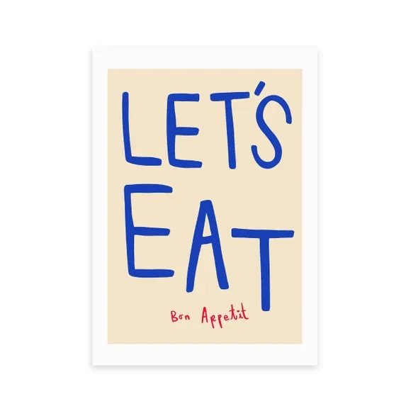 Let's Eat Wall Print - Blue, Paper