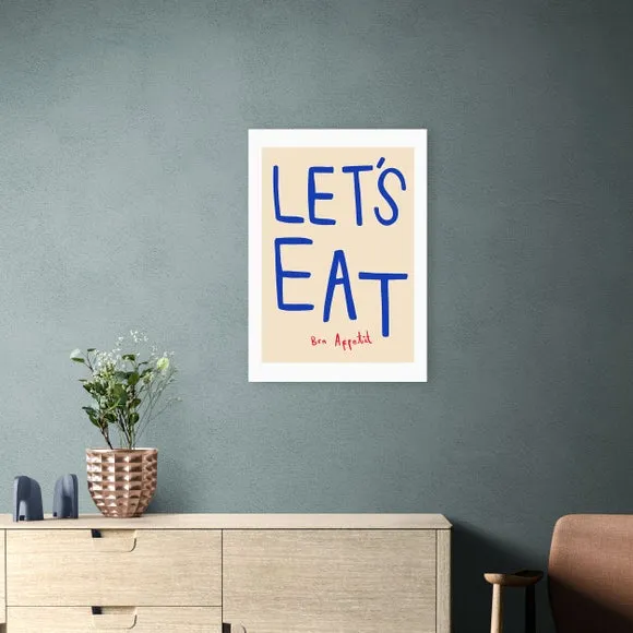 Let's Eat Wall Print - Blue, Paper image