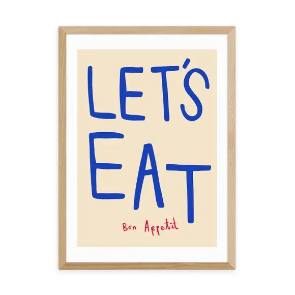 Let's Eat Wall Print - Blue, Paper