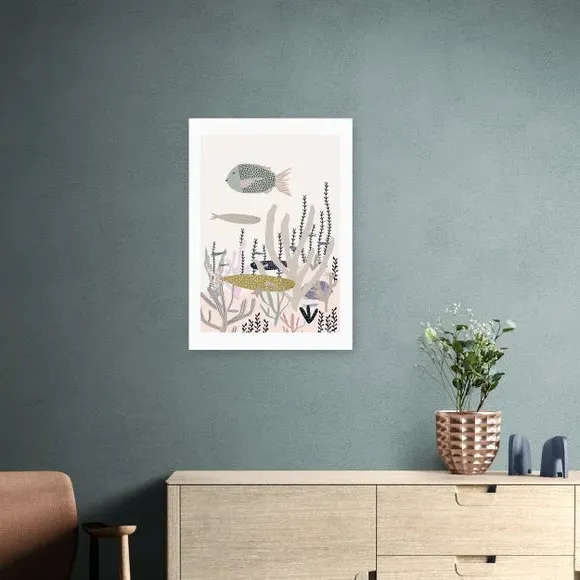 Life Under the Sea Wall Print - White