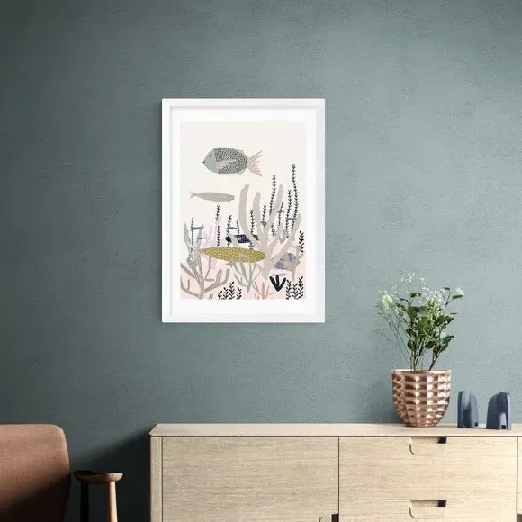 Life Under the Sea Wall Print - White