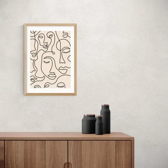 Line Drawing Wall Print - Natural, Paper