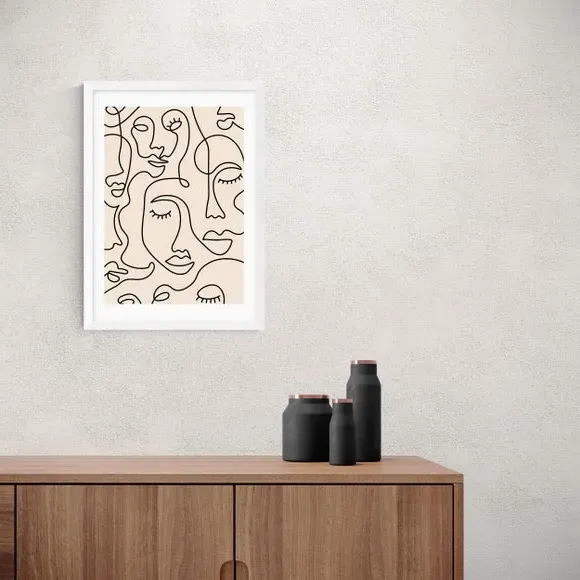 Line Drawing Wall Print - Natural, Paper