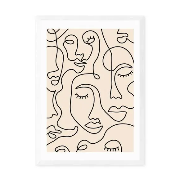 Line Drawing Wall Print - Natural, Paper