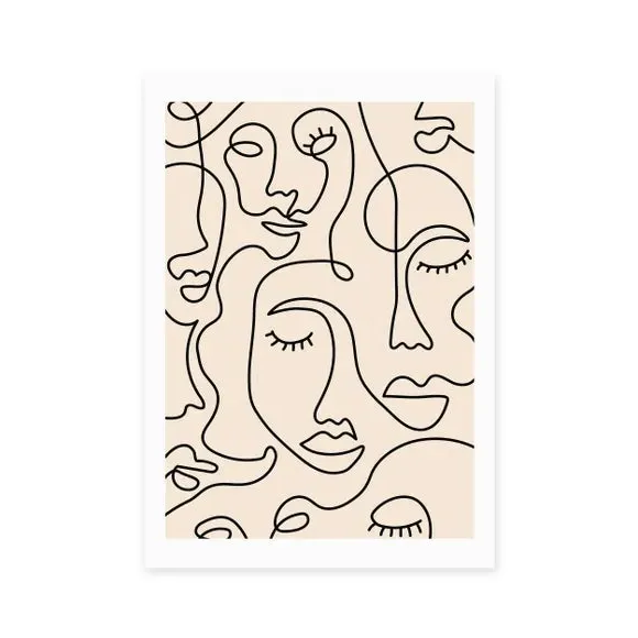 Line Drawing Wall Print - Natural, Paper