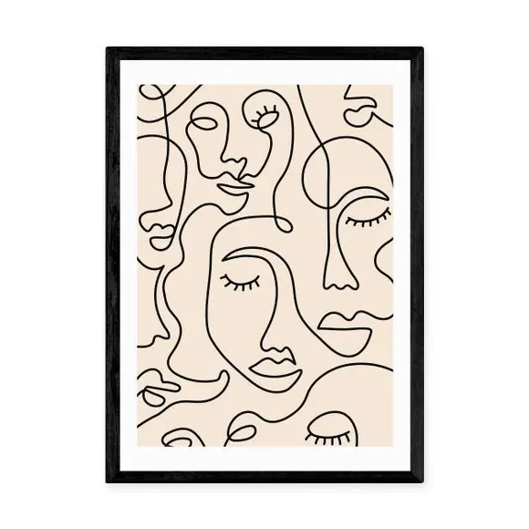 Line Drawing Wall Print - Natural, Paper