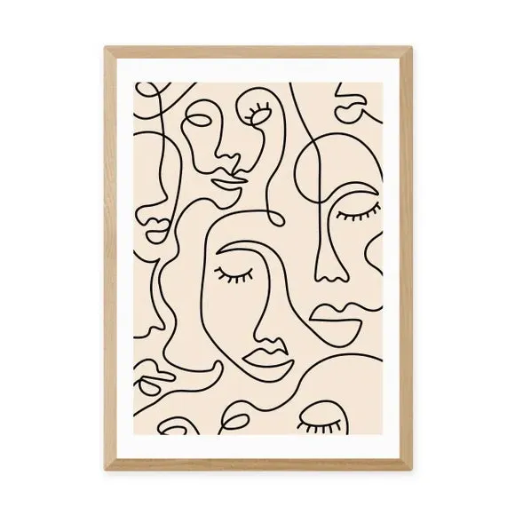 Line Drawing Wall Print - Natural, Paper