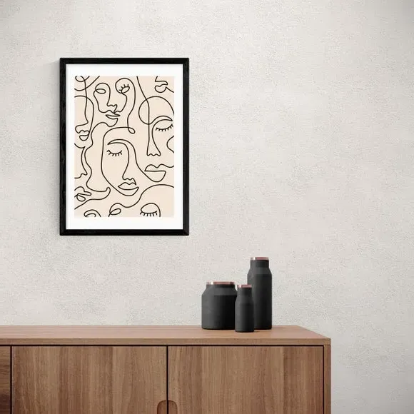 Line Drawing Wall Print - Natural, Paper