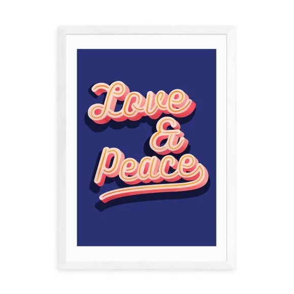 Love and Peace Wall Print - Blue