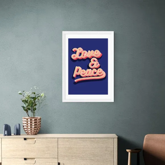 Love and Peace Wall Print - Blue