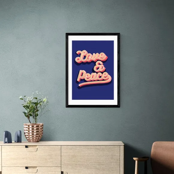 Love and Peace Wall Print - Blue