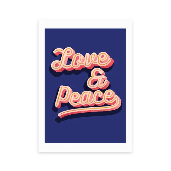 Love and Peace Wall Print - Blue