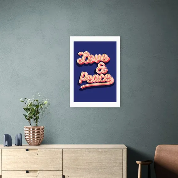 Love and Peace Wall Print - Blue image