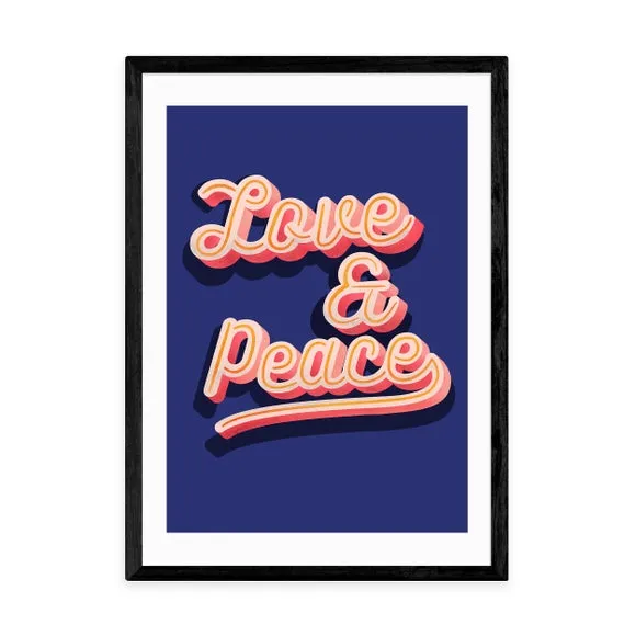 Love and Peace Wall Print - Blue